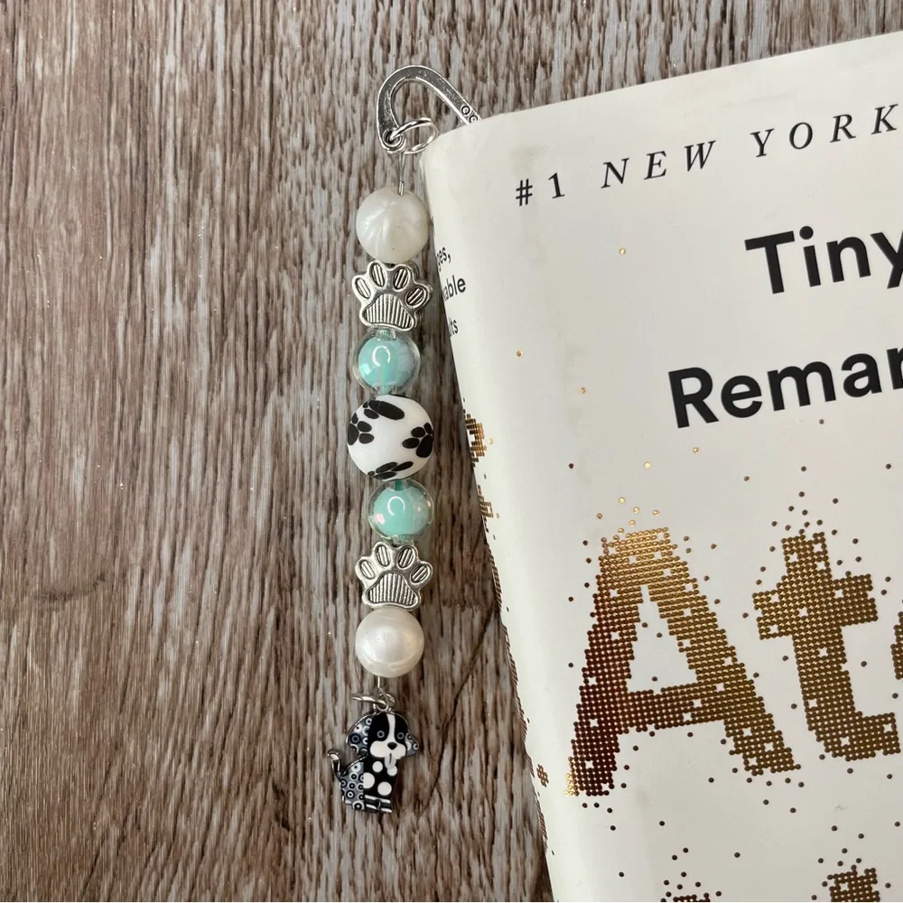 Bookmark Dog Paw Print Handcrafted Artisan Beaded Metal Journal Gift Read Book